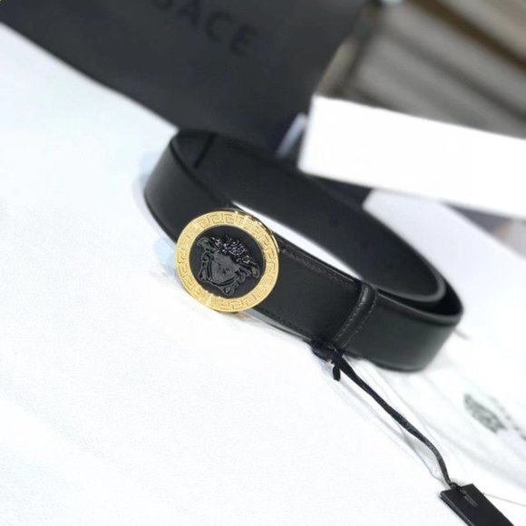 Versace Black Leather Gold Medallion Belt 100cm main image 6